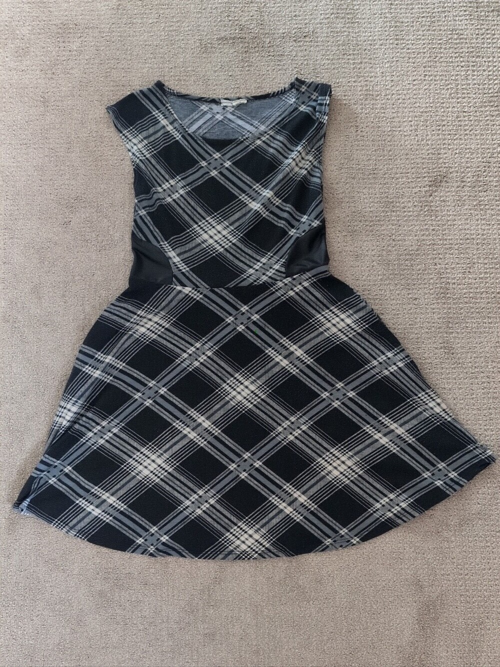 Black & White Plaid Fit-and-Flare Dress